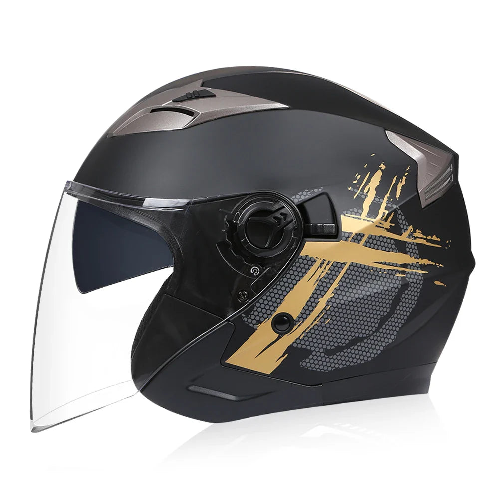 Lisslune | Half Face Motorcycle Helmet with Double Lens & DOT Safety – RoadGuard