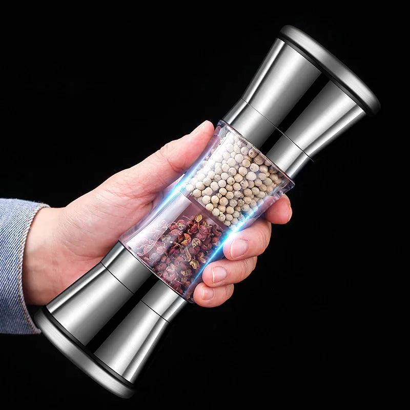 Lisslune | Stainless Steel Double-Head Spice Mill with Oversized Storage