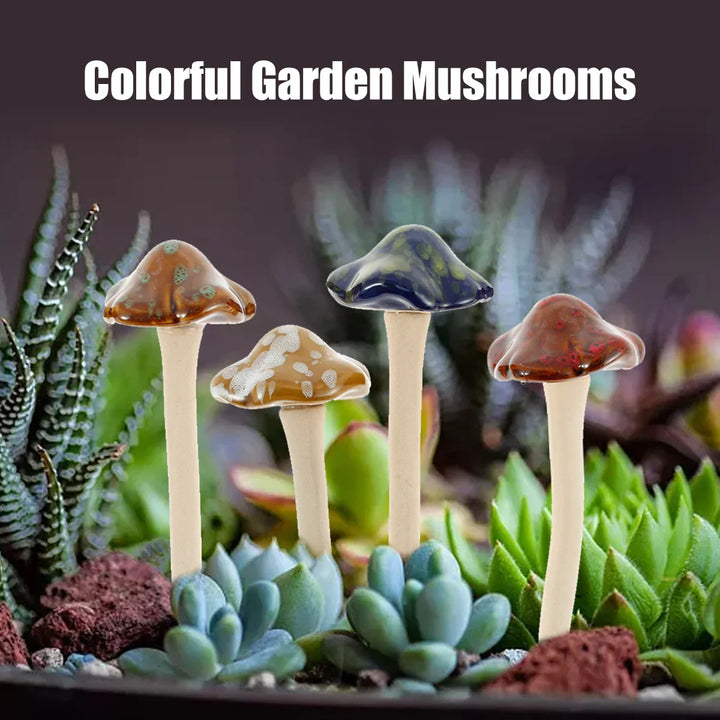 Rynx | 4 Piece Garden Mushroom Decorations Ceramic Fairy Mushroom Ornaments Realistic Mushroom Sculpture Color Accurate Fly Agaric