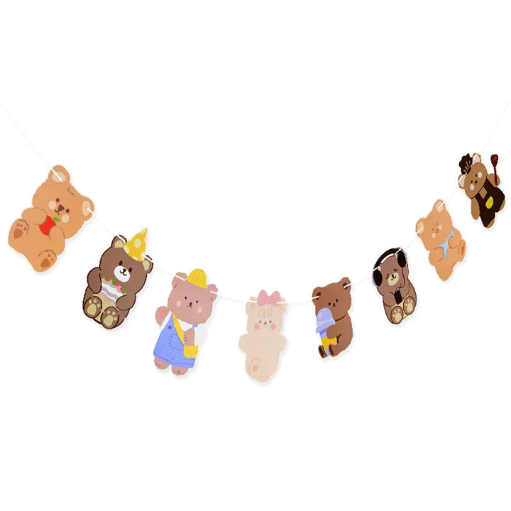 Rynx Brown Teddy Bear Birthday Letter Banner Garland For Kids Boy Girl Birthday Party Decoration Accessories Hanging Flags