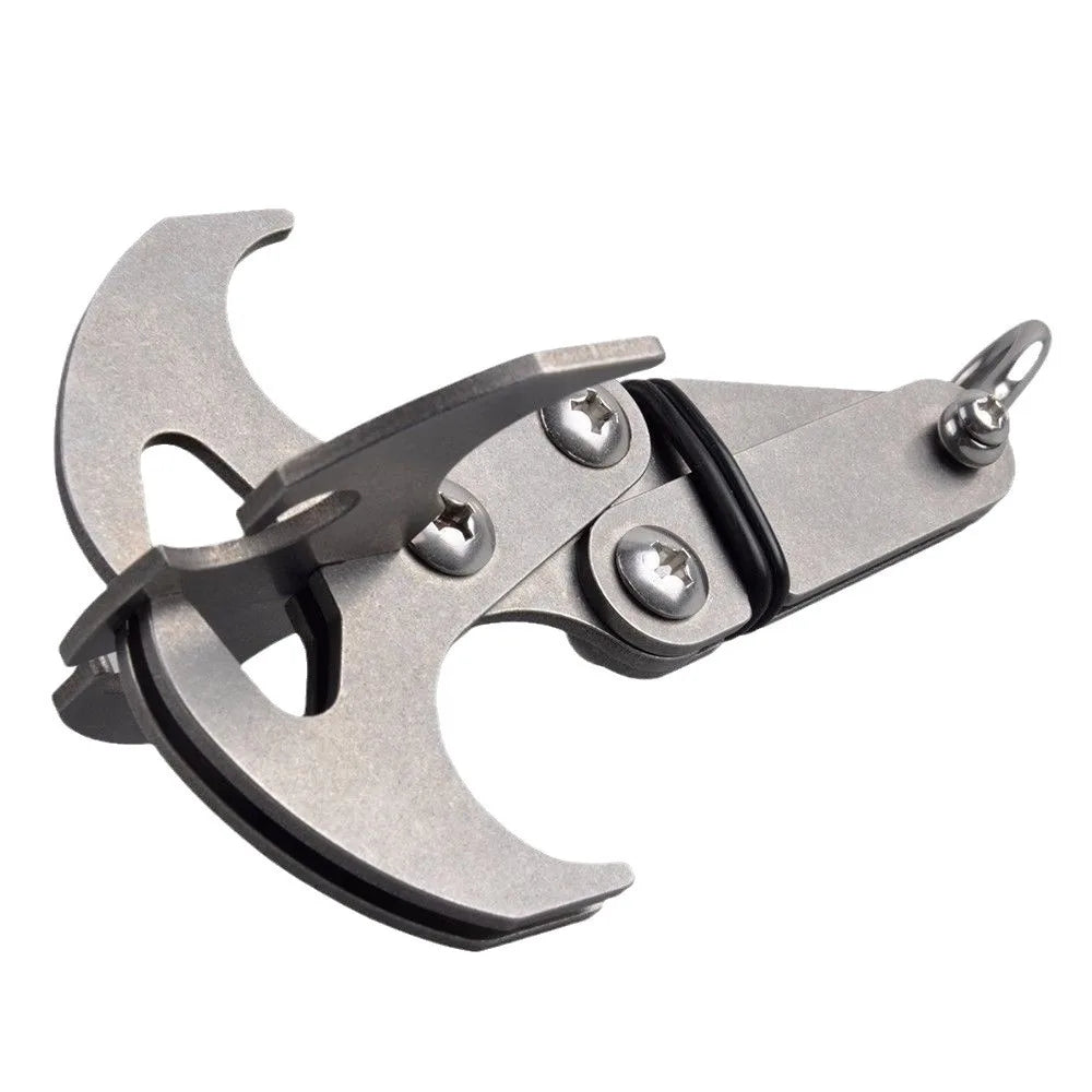 Rynx | 1 piece stainless steel folding grappling hook, heavy-duty multifunction claw with 4 reinforced blades for hiking, camping