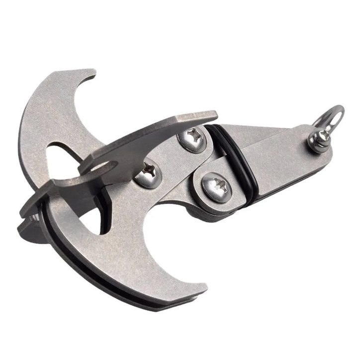 Rynx | 1 piece stainless steel folding grappling hook, heavy-duty multifunction claw with 4 reinforced blades for hiking, camping