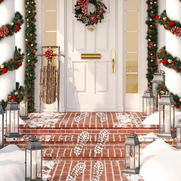 Rynx 6-piece Christmas footprint snowflake stencil Santa footprint coloring template scrapbook coloring embossing album Xmas decor
