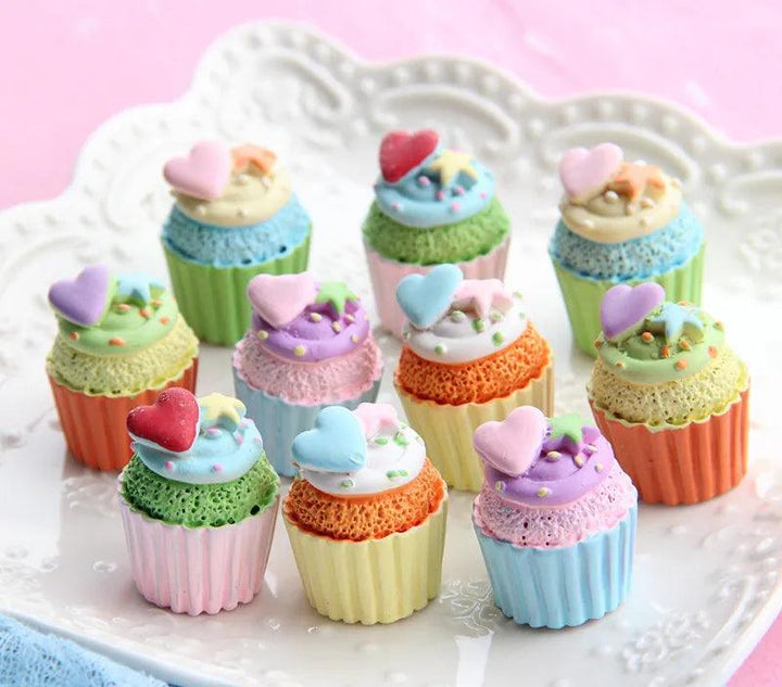 Lisslune | Kawaii 5-piece Miniature Strawberry Heart & Star Resin Cupcake Making Set