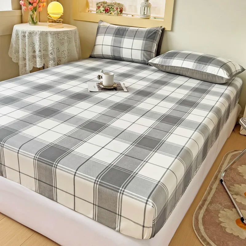 Rynx | Stripe Style Fitted Sheet with Elastic Bands Non-Slip Adjustable Mattress Cover for Double, King, and Queen Bed 90x200 150x200 180x200