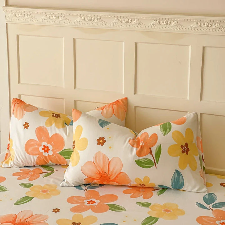 Rynx | 100% Cotton Thickened Pillowcase 48cm*74cm 2 Pieces Beauty Floral Print Pillowcase for Bedroom