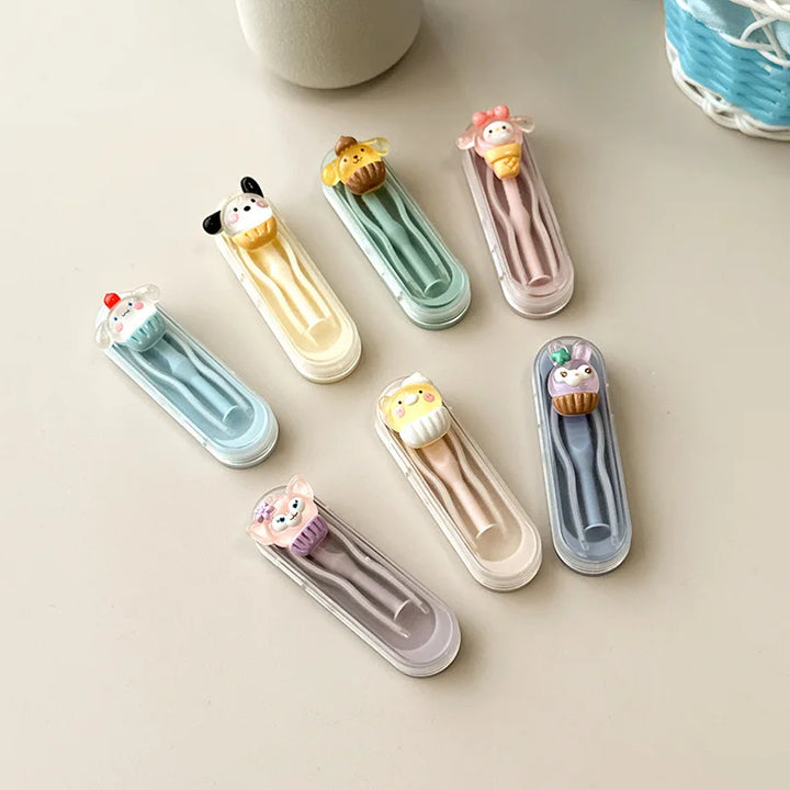 Lisslune | 1PCS Cute Anime Travel Contact Lens Tweezers Suction Stick Plastic Mini Contact Lens Case Portable Lens Box