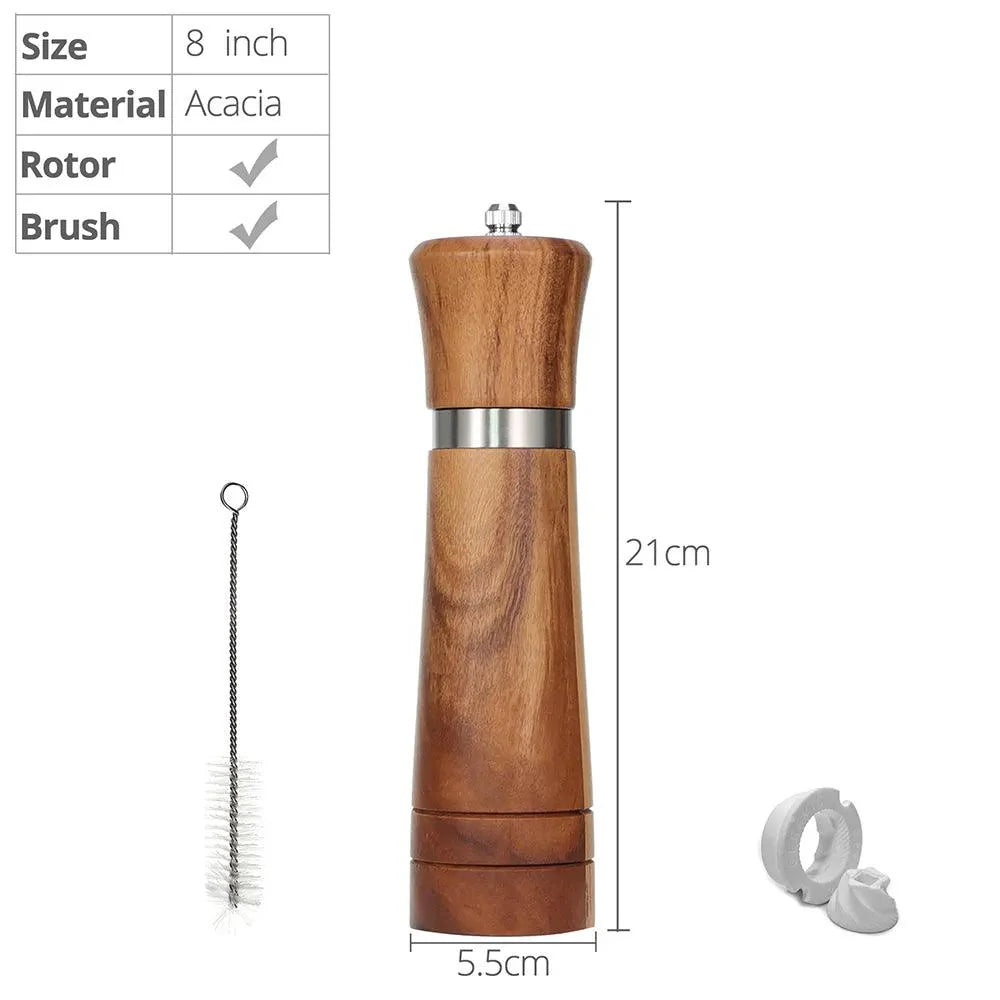 Lisslune | Customizable Ceramic Mill Acacia Wood Pepper Mill for Gourmets