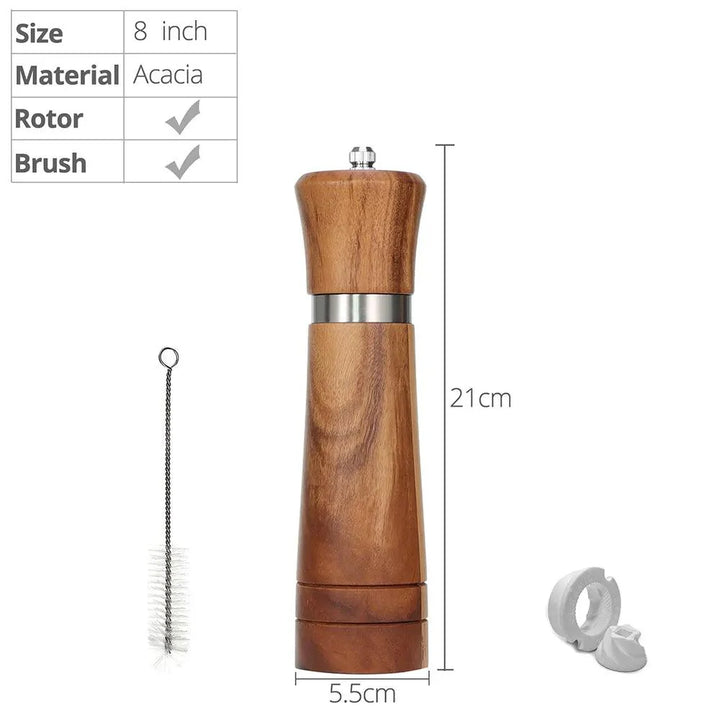 Lisslune | Customizable Ceramic Mill Acacia Wood Pepper Mill for Gourmets