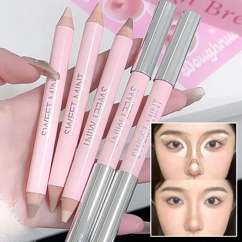 Rynx | 2 in 1 Double Head Face Contour Stick Highlighter Stick Beige Brown Matte Brighten Nose Shadow Cream Highlight Face Bronzer Makeup