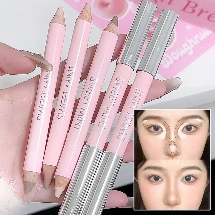 Rynx | 2 in 1 Double Head Face Contour Stick Highlighter Stick Beige Brown Matte Brighten Nose Shadow Cream Highlight Face Bronzer Makeup