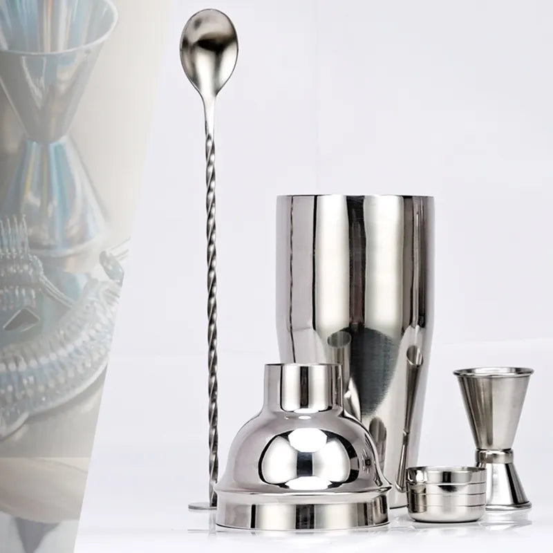 Lisslune | 550 ml/750 ml Stainless Steel Cocktail Shaker Mixer Drink Bartender Set Bar Set Tools With Wine Rack Stand Tool for Birthday Gift