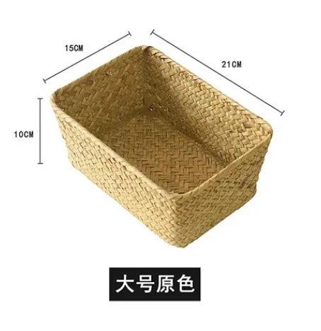 Lisslune | Natural Seaweed Laundry Basket with Lid - Stylish Basket for Bath Items, Cosmetics, and Towels