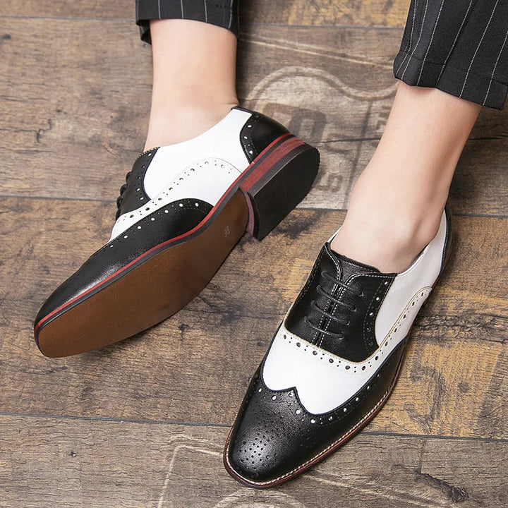 Lisslune | Men's Luxury Shoes Brogue Lace-up Casual British Style Contrast Color Oxford Office