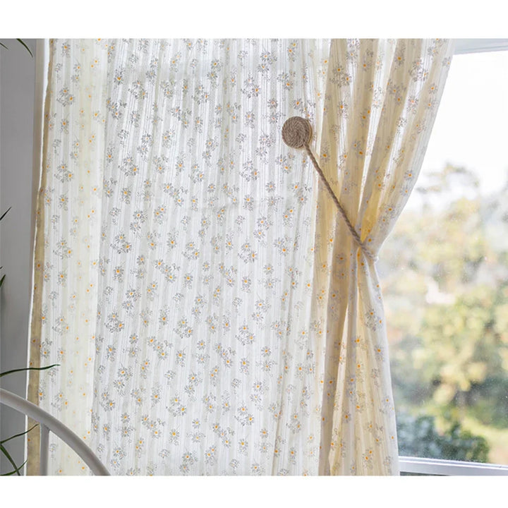 Rynx Korean Daisy Curtains Street Bags Shade Curtain Flower Tassel for Kitchen Bedroom Living Room Bay Window Wardrobe Curtain