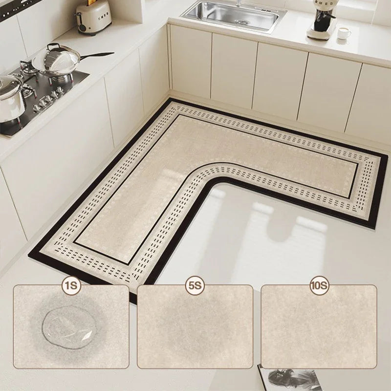 Rynx | Kitchen Rug L-Shape Floor Mat Non-Slip Mats Water Absorbent Quick Drying Kitchen Carpet