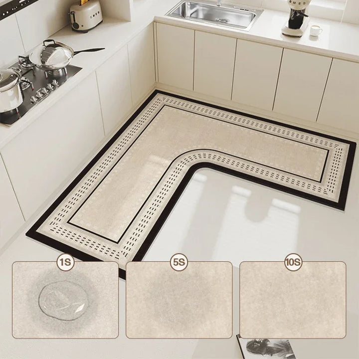 Rynx | Kitchen Rug L-Shape Floor Mat Non-Slip Mats Water Absorbent Quick Drying Kitchen Carpet