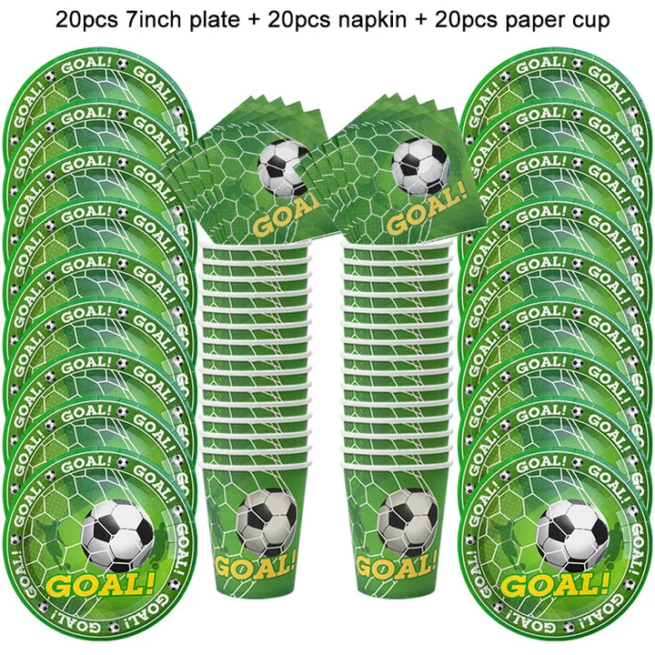 Rynx Football Party Disposable Tableware Paper Plates Cups Napkins Tablecloth Kids Boys Football Birthday Party Decor Supplies