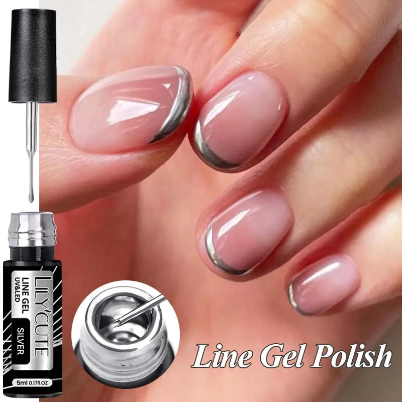 Rynx | 5ML Silver Metallic Painter Liner Gel Nail Polish Super Bright Mirror Drawing Gel Semi Permanent Line French Nail Art