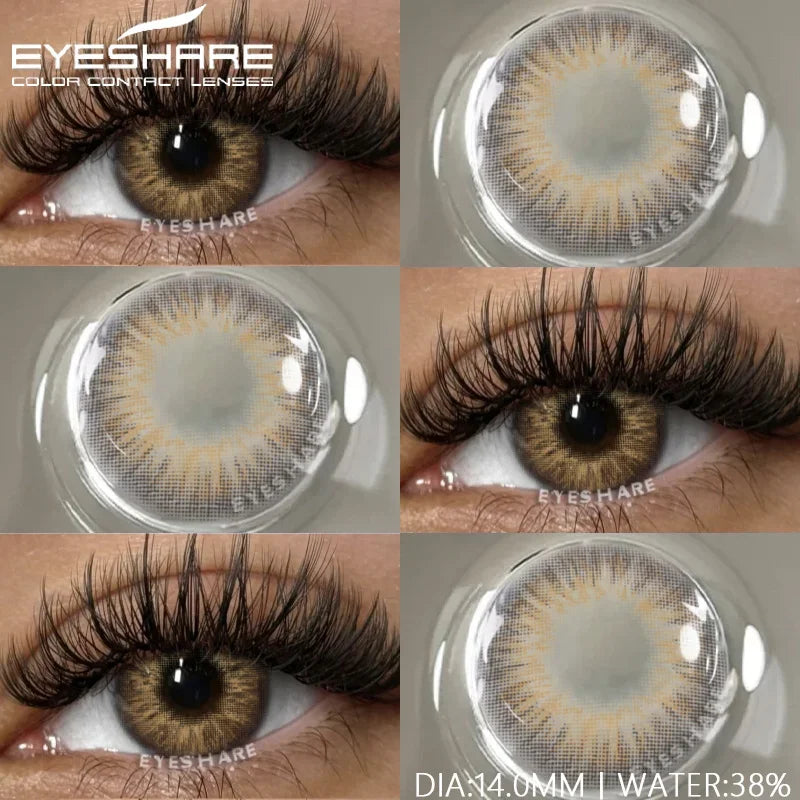 Rynx | 1 pair of contact lenses with prescription in natural color, myopic lenses, green contact lenses, fashionable brown lenses, gray pupils