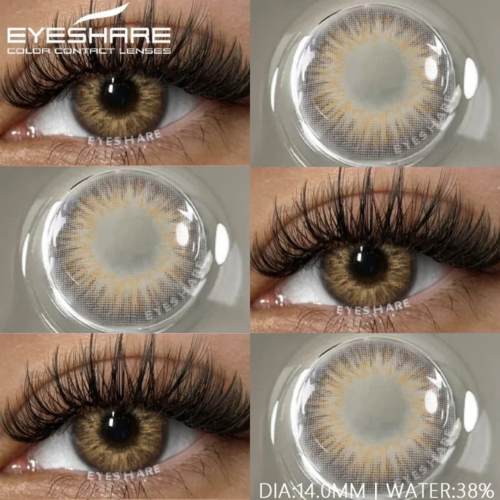Rynx | 1 pair of contact lenses with prescription in natural color, myopic lenses, green contact lenses, fashionable brown lenses, gray pupils