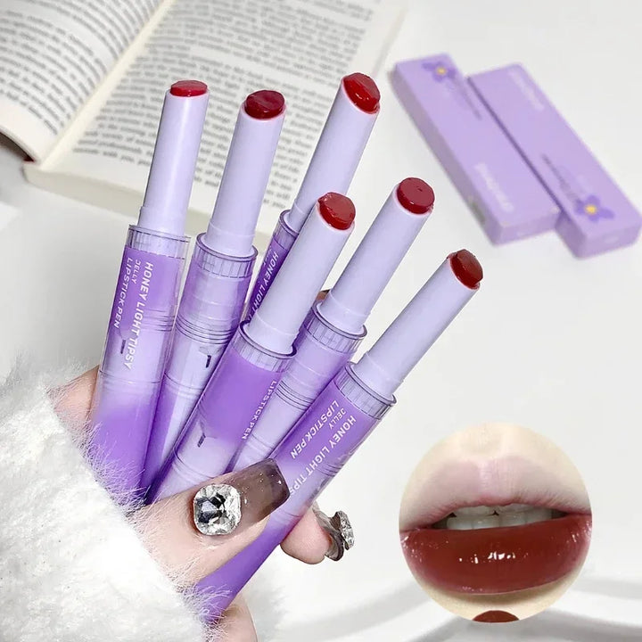 Rynx | Jelly Lipstick Pencil Punk Red Brown Lip Gloss Mirror Waterproof Lip Lacquer Moisturizing Lipstick Waterproof Non-Transfer Cup Korean