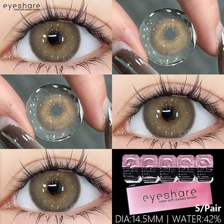 Rynx | 5 pairs of daily colored contact lenses for eyes 42% high water content 1 daily lens comfortable to wear disposable