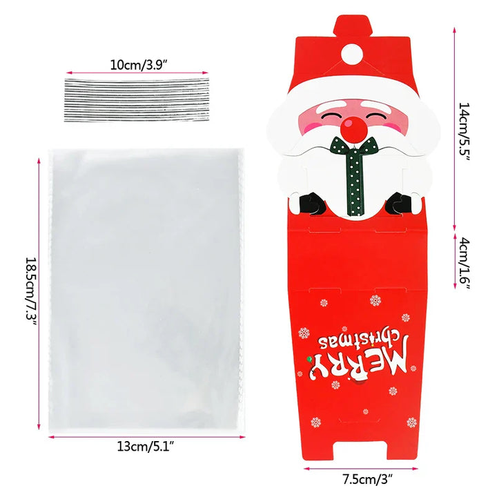 Rynx 8/16 Pieces Christmas Santa Cookie Bag Sweets Box Nougat Gift Packaging Accessories Xmas New Year Party Decoration Kids Gifts