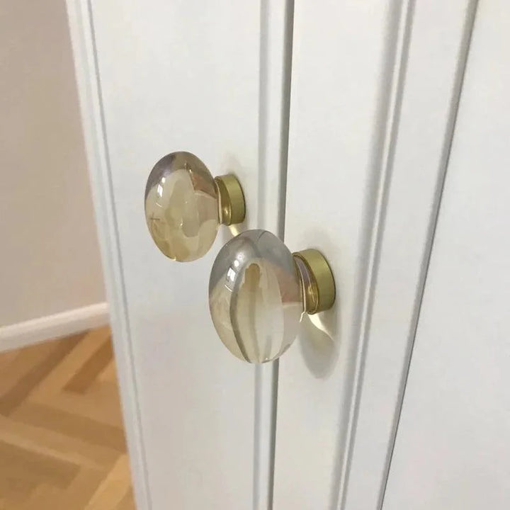 Lisslune | Chic Gold-Base Crystal Glass Knobs for Stylish Kitchen Cabinets and Furniture