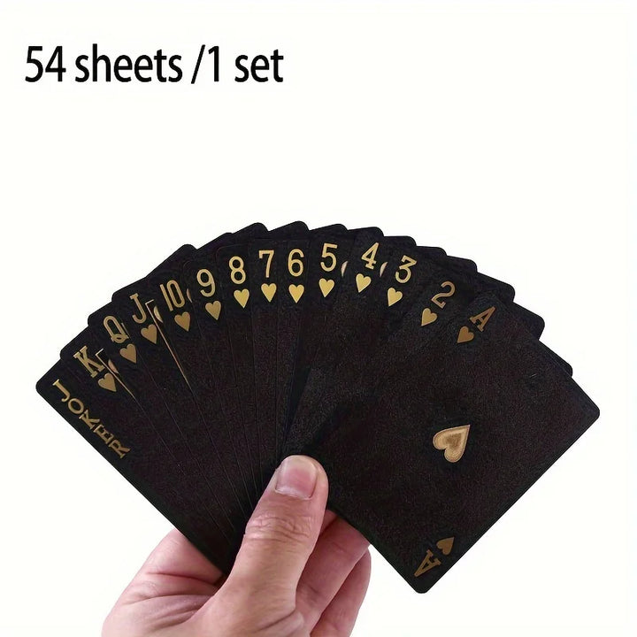 Rynx | 1 deck of cool black playing cards, waterproof black-gold foil poker cards, great for magic, water card games, and parties