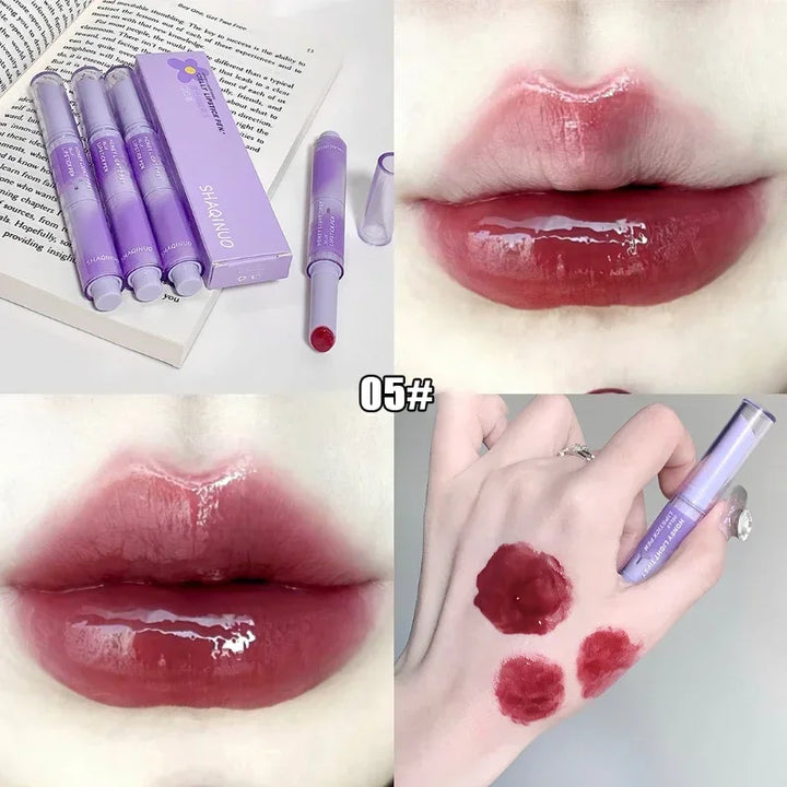 Rynx | Jelly Lipstick Pencil Punk Red Brown Lip Gloss Mirror Waterproof Lip Lacquer Moisturizing Lipstick Waterproof Non-Transfer Cup Korean