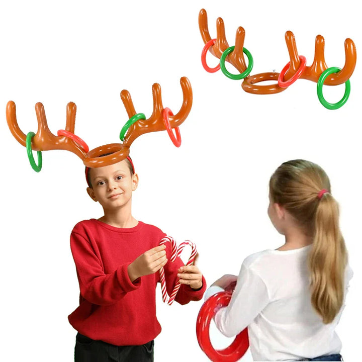 Rynx Inflatable Christmas Reindeer Antler Hat Ring Toss Fun Family Game Kids Gift Toy Christmas Party Supplies 2024 Christmas Decoration