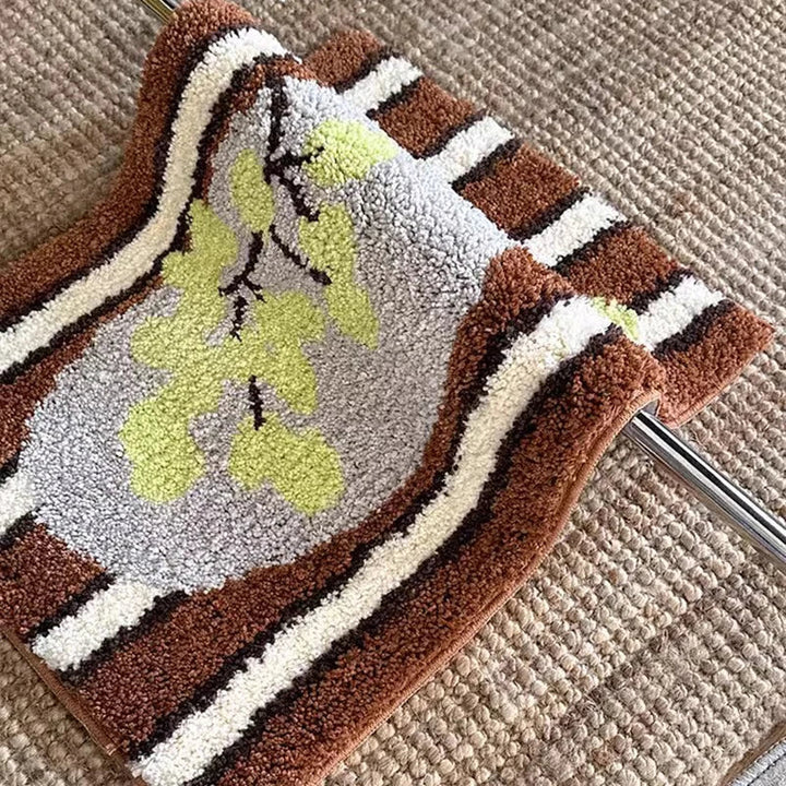 Rynx | Geometric Tuff Rug Bathroom Mat Soft Stripes Fruits Cups Carpet Bedroom Rug Doormat Floor Anti-Slip Pad Aesthetic Living Space Decor