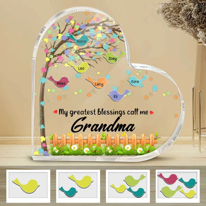 Rynx | Hand print grandmother print acrylic heart plaque grandmother birthday gifts son for grandmother keepsake bedroom table desk decor