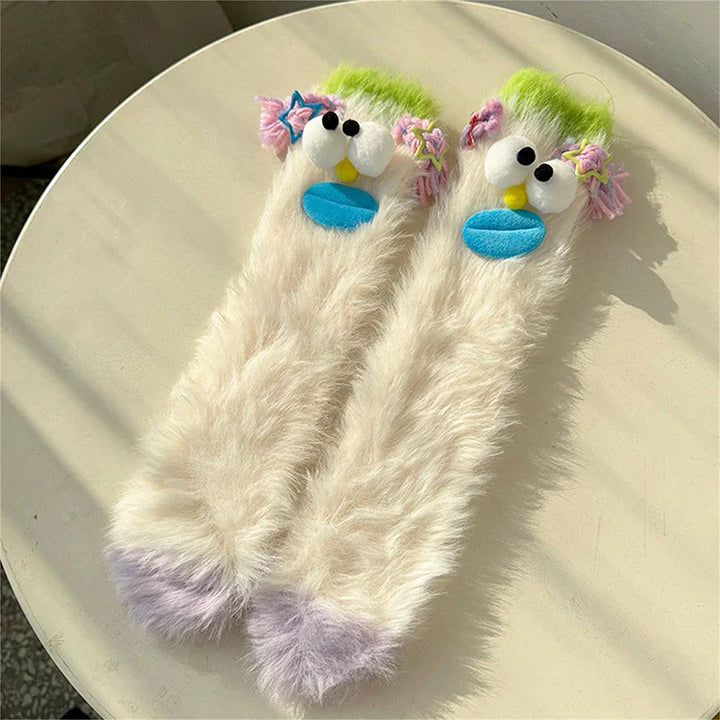Lisslune | Fluffy Cartoon Women's Socks with Face