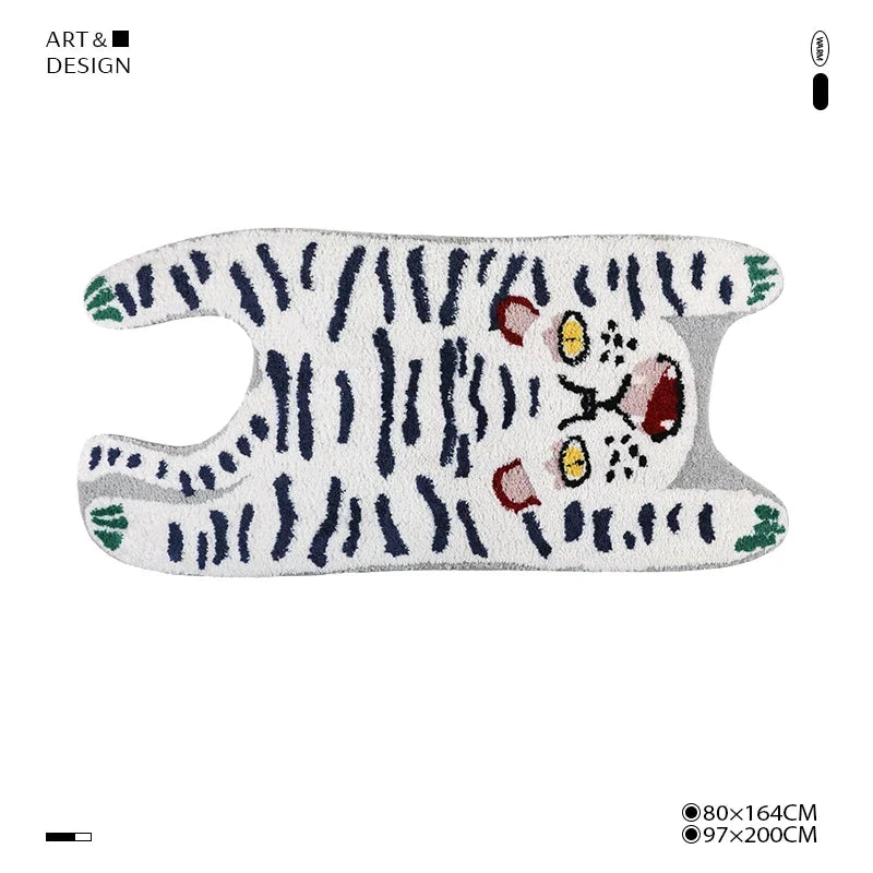 Rynx | Irregular Tiger Pattern Living Room Rug Cute Leopard Pattern Children's Room Rug Aesthetic Rugs тигр ковер 호랑이 양탄자 Tapis IG