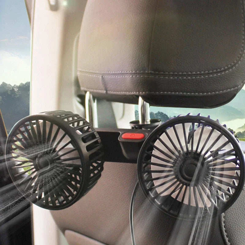 Lisslune | Portable USB Dual-Head Car Fan 360° Rotatable with 3 Speeds – CoolBreeze