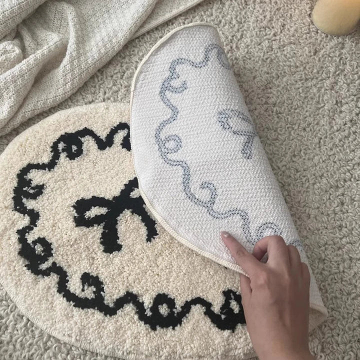 Rynx | Heart Shape Tufting Bow Bedroom Rug Living Room Rug Cute Hallway Floor Pad Bathroom Mat Doormat Aesthetic Home Decor