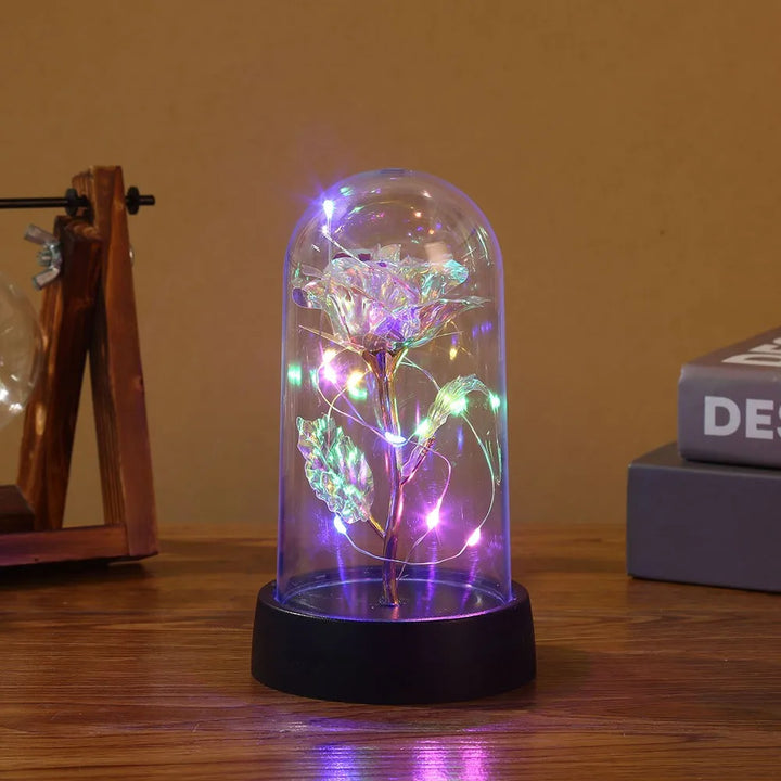 Rynx | 1pc Hot LED Enchanted Galaxy Rose Eternal Beauty Rose With Fairy Lights in Glass Dome for Valentine's Day Wedding Party Mother's Day