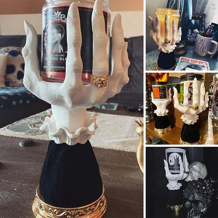 Rynx | Witch Hand Candle Holder Halloween Palm Candle Holder, 9.8 Inch Resin Witch Hand Candle Stand Halloween Home Party Home Decor