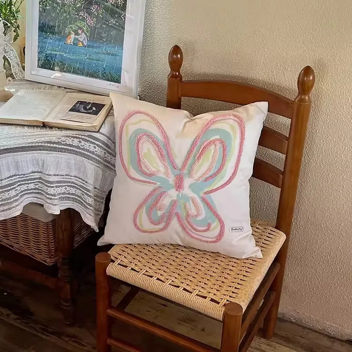 Rynx | Korean style butterfly cushion cover cute cartoon apple decorative embroidery cushion cover cushion cover for home studio 45x45cm