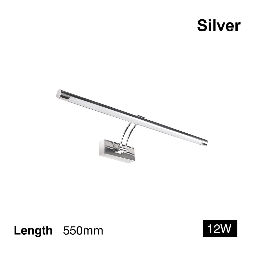 Lisslune | 80-100cm LED wall lamp - Modern black/silver wall light for the bathroom, internally mounted picture light