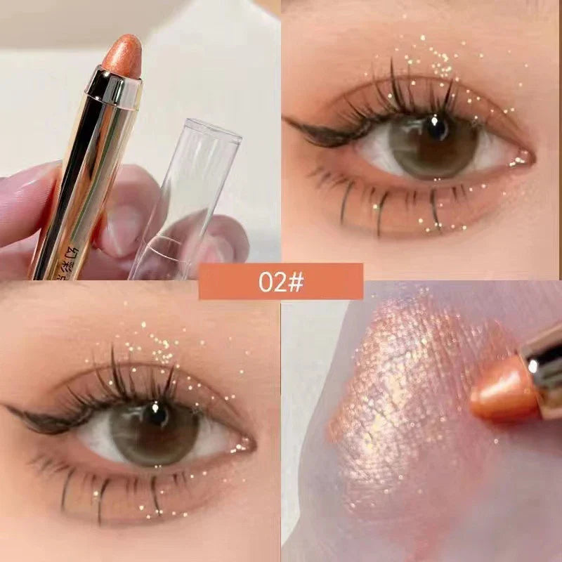 Rynx |1PC Glitter Highlighter Eyeshadow Pencil Waterproof Glitter Matte Nude Eyeshadow Pink Silk Moth Champagne Gold Eyeliner Pencil