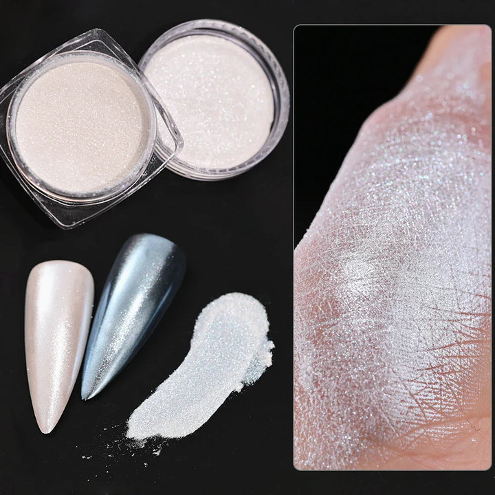 Rynx | 1jar Plating Aurora Chrome Nail Powder High Gloss Moonlight Mirror Fine Glitter Pigment Aurora Pearl Rub Dust Chrome Nails