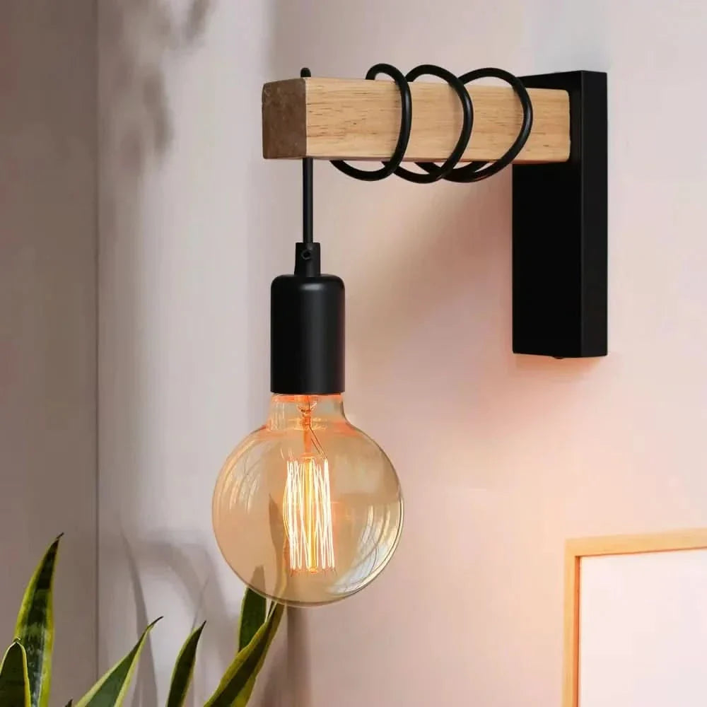 Lisslune | Vintage Wood & Iron Wall Lamp – RetroLume E27