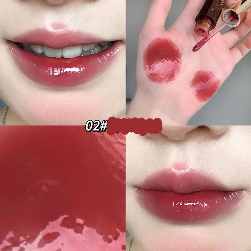 Rynx | Retro Clear Lip Glaze Gloss Mirror Glitter Non Stick Cup Brighten Jelly Dark Lipstick Red Brown Alternatives Lip Ink Tint Korean Makeup