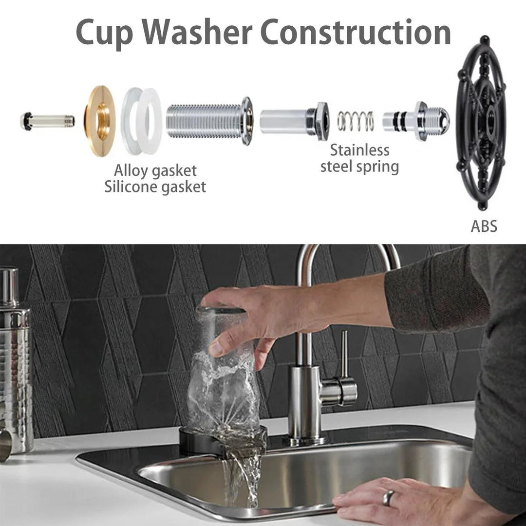 Lisslune | Automatic High-Pressure Stainless Steel Glass Rinser Set for Effortless Kitchen Cleaning