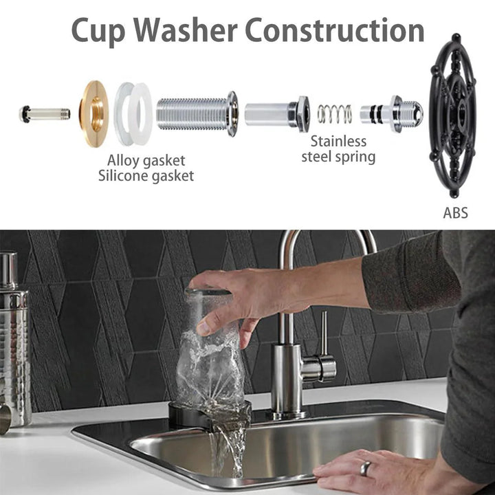 Lisslune | Automatic High-Pressure Stainless Steel Glass Rinser Set for Effortless Kitchen Cleaning