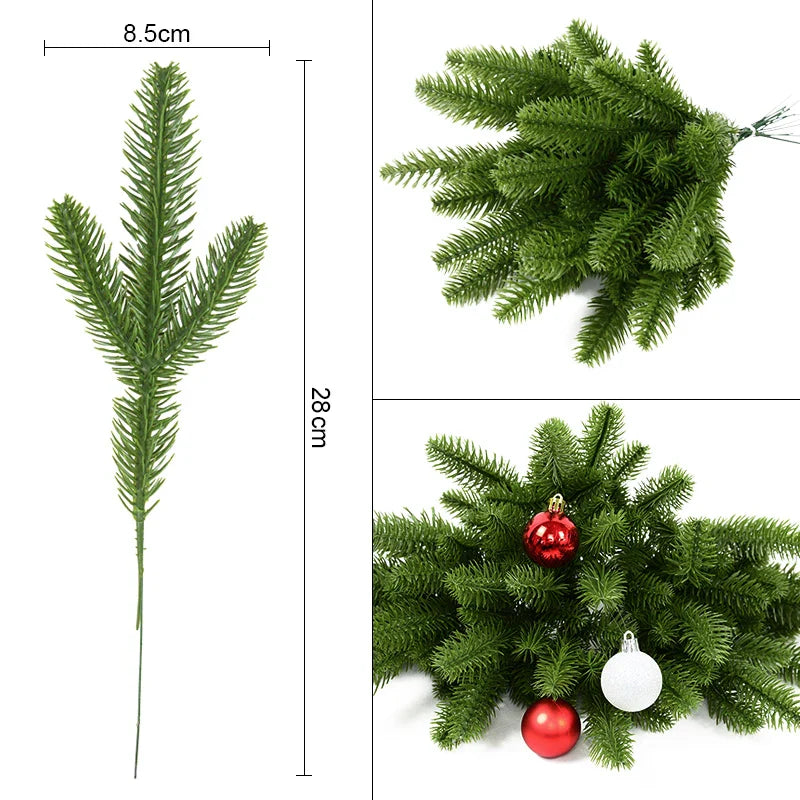 Rynx 1Pack Christmas Pine Needles Branches Artificial Plant Christmas Tree Ornaments Decorations for Home DIY Wreath Gift Box Wedding Flowers