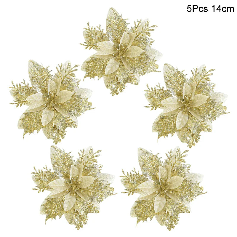 Rynx 5 Piece Christmas Red Berries Artificial Flower Pine Cone Branch Christmas Tree Decorations Ornament Gift Packaging Home DIY Wreath